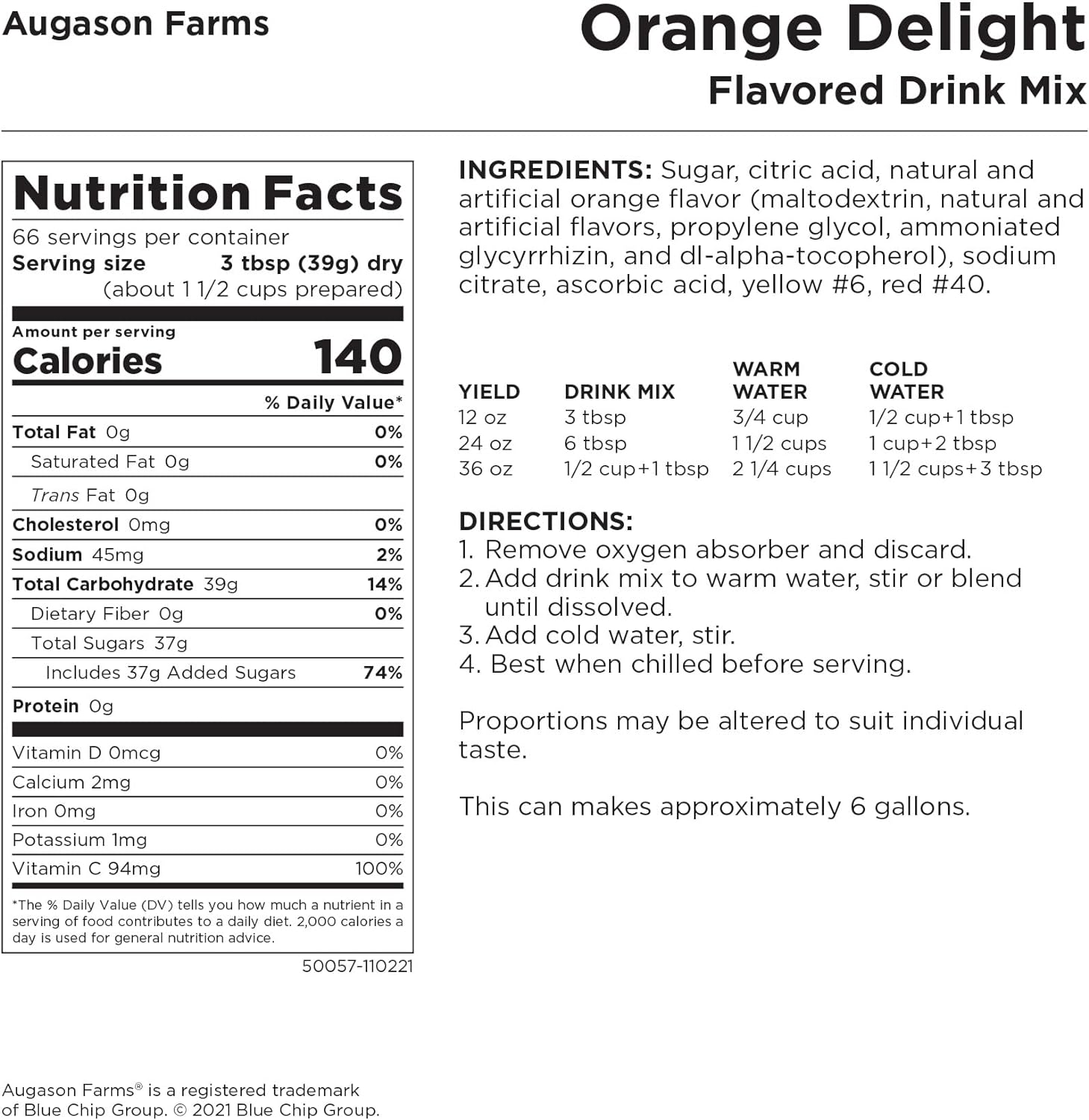 Augason Farms Orange Delight Drink Mix 5 lb. 11 oz& 5-90620 Country Fresh 100% Real Instant Nonfat Dry Milk, 1 lb, 13 oz. - Image 4